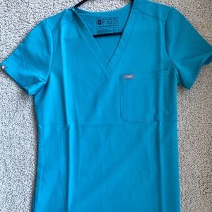 Teal XS figs scrub top